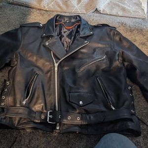 Women's Xlg Black Leather Biker Jacket